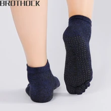 Brothock производителей Для мужчин Йога носки пять пальцев хлопковые носки дышащие нескользящие 5 носком носки хлопок Йога носки внешней торговли