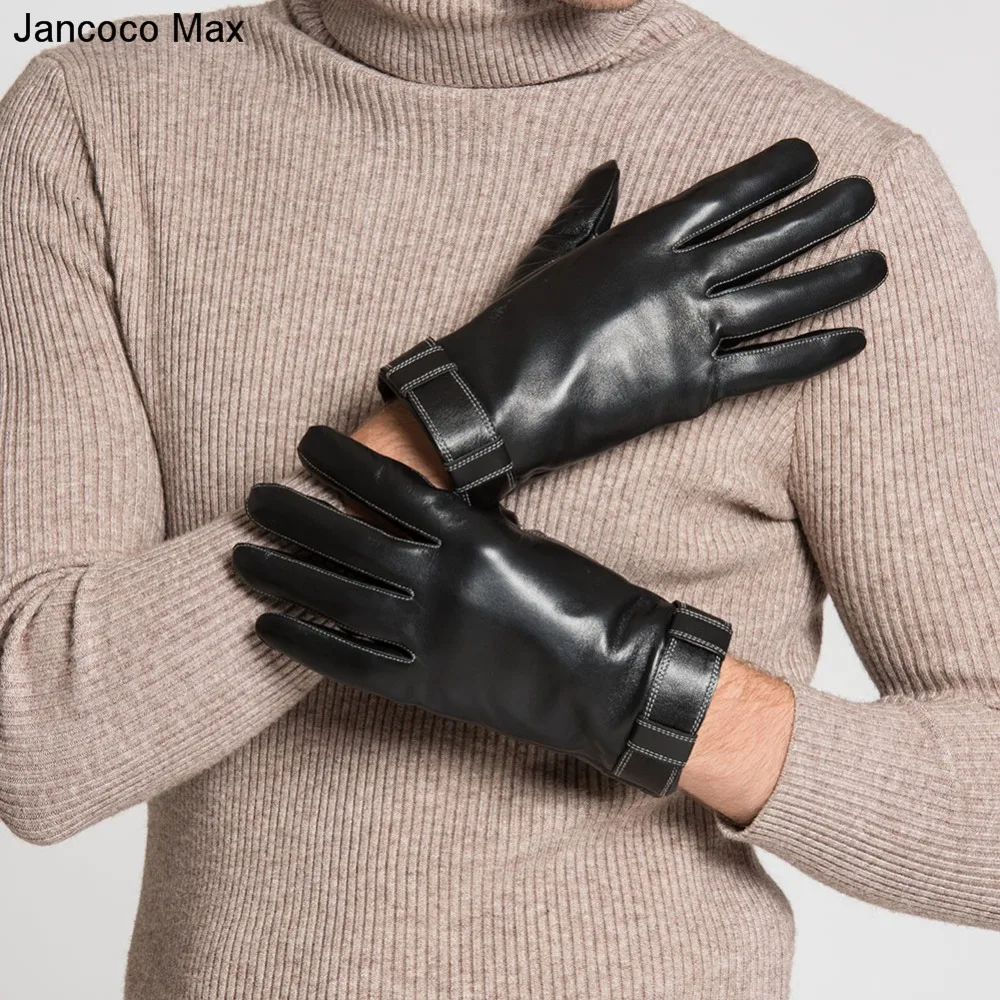 Jancoco Max 2019 мужские перчатки из натуральной кожи с сенсорным экраном зимние овчины