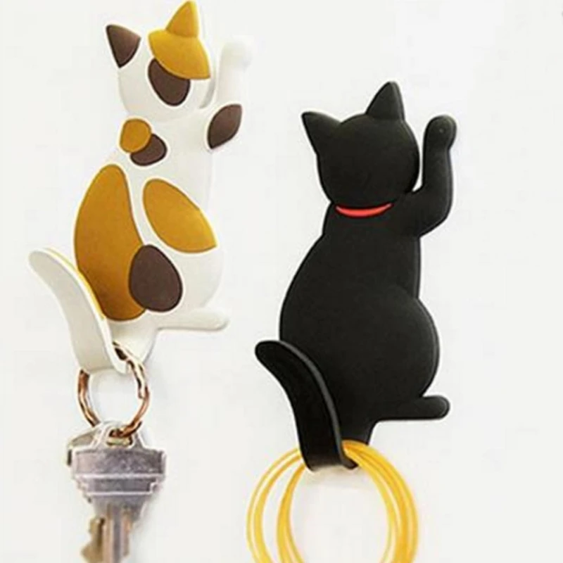 

Creative Fridge Magnet Cute Cat Wall Mount Keys Hook Magnetic Key Holder Magnet Rack Hooks Hanger Fridge Door Decor BXT9170