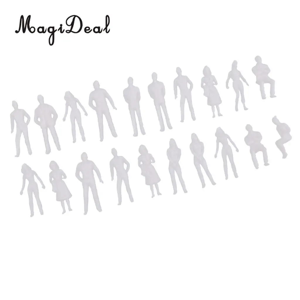 40Pcs 1/50 & 1/75 Scale Unpainted Model People Miniature Figures Architectural Model Human Plastic Scene Simulation