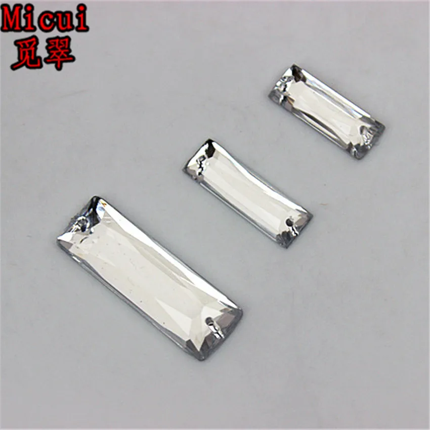 

Micui 7*18/7*21/10*30mm Rectangular Clear Crystal Acrylic Rhinestones Flatback Crystal Stone Craft sewing Button ZZ392