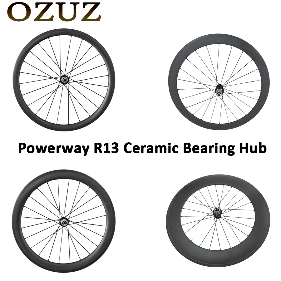 

OZUZ ceramic bearing 24mm 38mm 50mm 88mm only rear wheel clincher tubular 700c carbon bike wheels chinese bicycle powerway R13