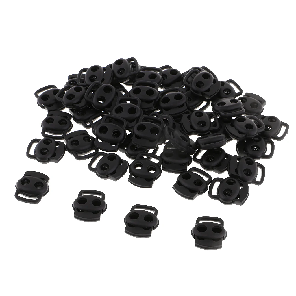 50 Pieces  Oval Bean Double Hole String Stopper Toggle Buckle Cord Locks End For Lanyard Backpack Sportwear Shoelace Tent