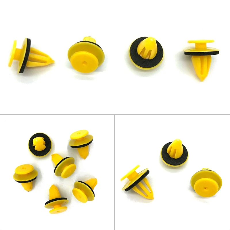 

100Pcs Yellow 10mm Push Type Fastener Trim Rivets Fender Buckle Retainer Clips