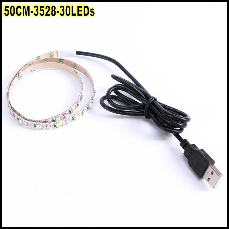DC 5В USB светодиодный ленте 50 см 75 м 1 2 3 4 5 SMD 3528 SMD5050 клей RGB гибкий светильник лампы