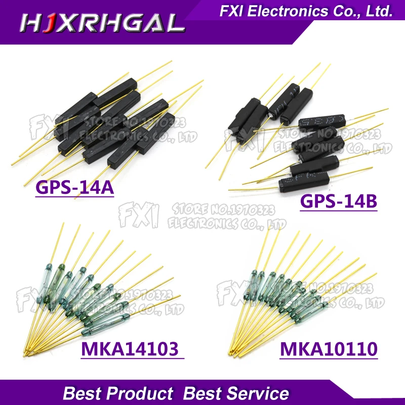 

50pcs Reed Switch Plastic Type MKA14103 MKA10110 GPS-14B GPS-14A 2*14MM Anti-Vibration Damage Magnetic Switch Normally Closed