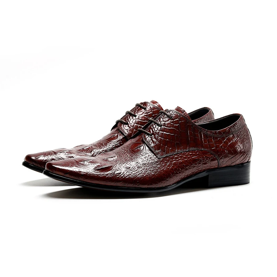 Мужская официальная обувь; Кожаные Туфли-оксфорды для мужчин; свадебные Мужские броги; офисная обувь; мужская обувь на шнуровке; zapatos de hombre - Цвет: Red wine