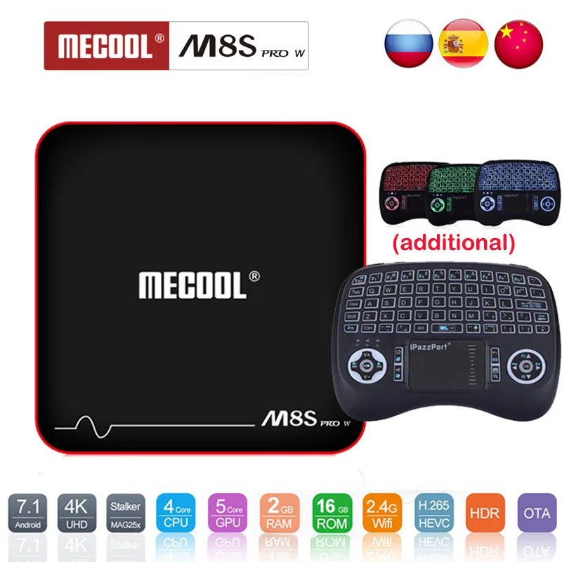 Оригинальный MECOOL M8S PRO W Android 7 1 Smart ТВ коробке 2 ГБ 16 Amlogic S905W 4 ядра Wi Fi К H.265
