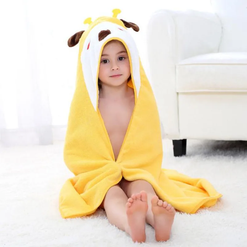 Муслиновое детское Хлопковое полотенце для детей 90*90 см, полотенце с капюшоном для новорожденных, банное полотенце для детей с животными - Цвет: Yellow