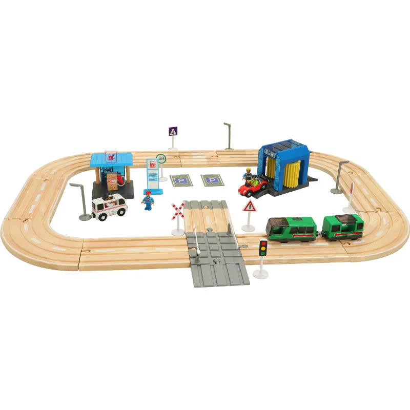 Деревянный поезд, сборный трек, строительные блоки, набор игрушек, совместимый с томой, рисовым Кроликом, Брио, поезд, железная дорога, игрушки для детей, подарки