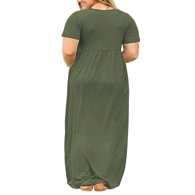 Женское летнее платье с цветочным принтом, повседневное винтажное платье большого размера с коротким рукавом, Элегантное Длинное Платье с карманами размера плюс 3XL-9XL
