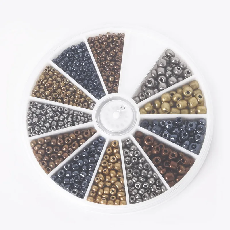 

Hot-1Set DIY Beads Kit 12 grid 2mm 3mm 4mm approx 600pcs/box Czech Glass Metal Seed Spacer Beads fits for Fashion Jewelry Making