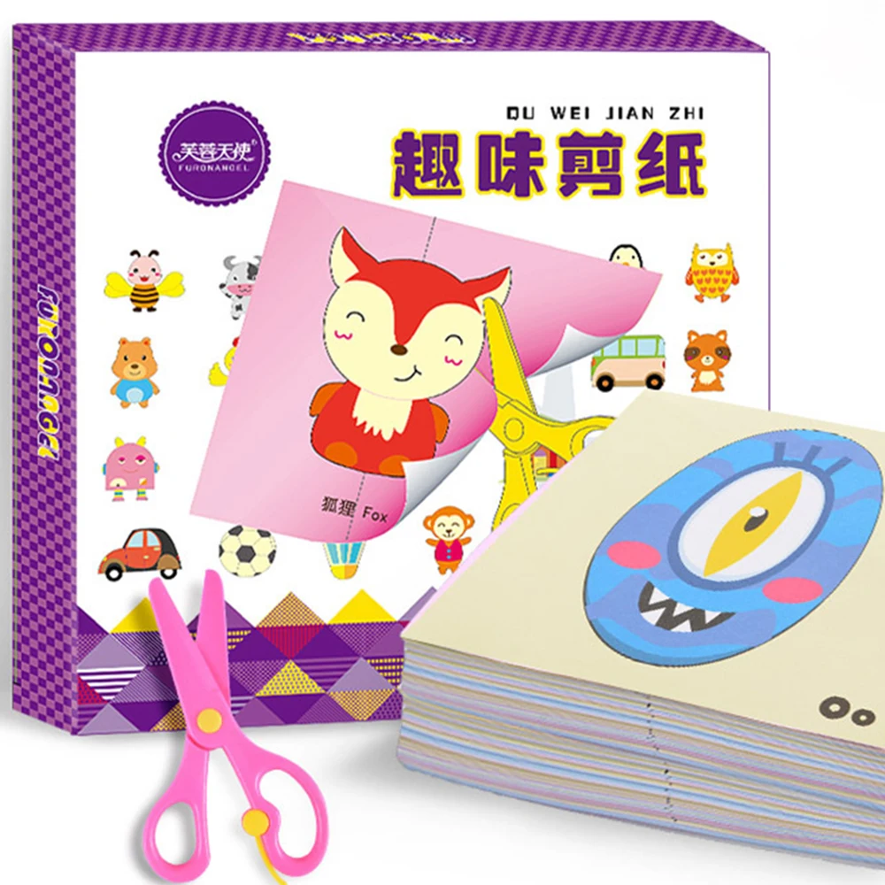 Поделки для детей, 100 шт., детские цветные бумажные складные и режущие игрушки с рисунками из мультфильмов/детские развивающие игрушки