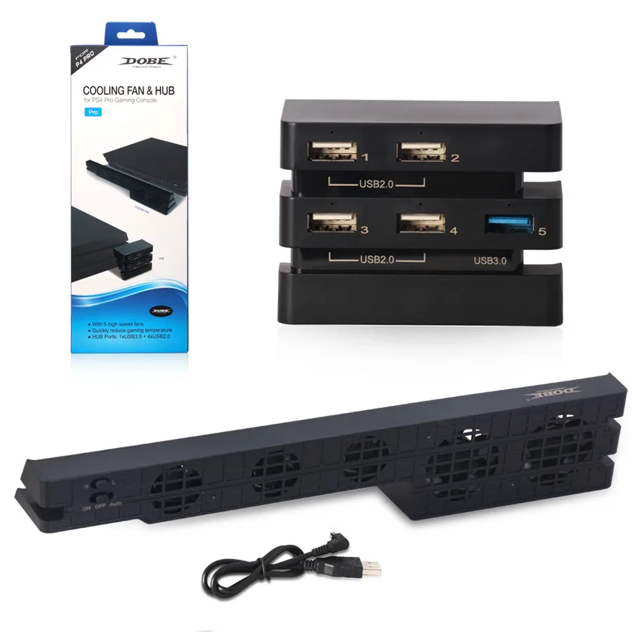 Set PS4 Pro Cooling Fan kit USB External 5 Cooler Super Turbo PS4 Pro USB HUB 3.0 2.0 5 USB