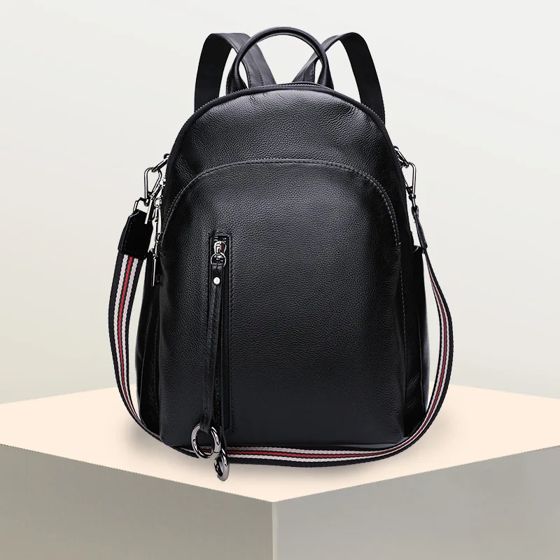 

Women's Korean version of the personality leather lychee large capacity backpack New first layer cowhide vertical shoulder bag