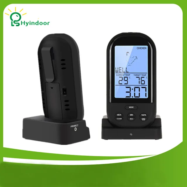 Lcd Remote Wireless Bbq Thermometer With Probe And Timer Temperature Lcd Remote Wireless Bbq Thermometer With Probe And Timer Temperature Alarm For Kitchen Oven Food Cooking