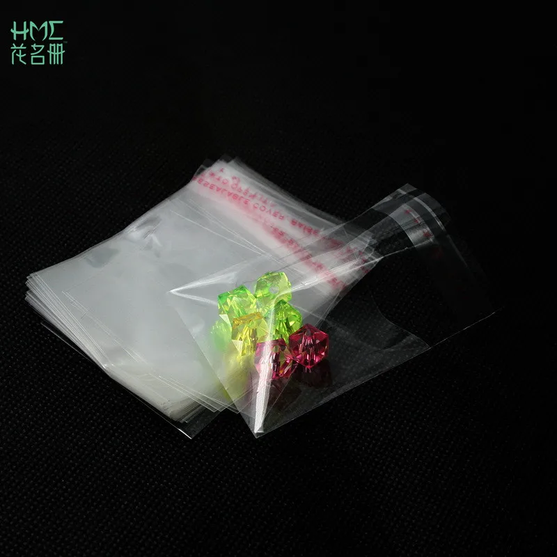 

HMC 200pcs Transparent Clear Self Adhesive Seal Plastic Bags Transparent Opp Packing Bags Pick For Beads Jewelry