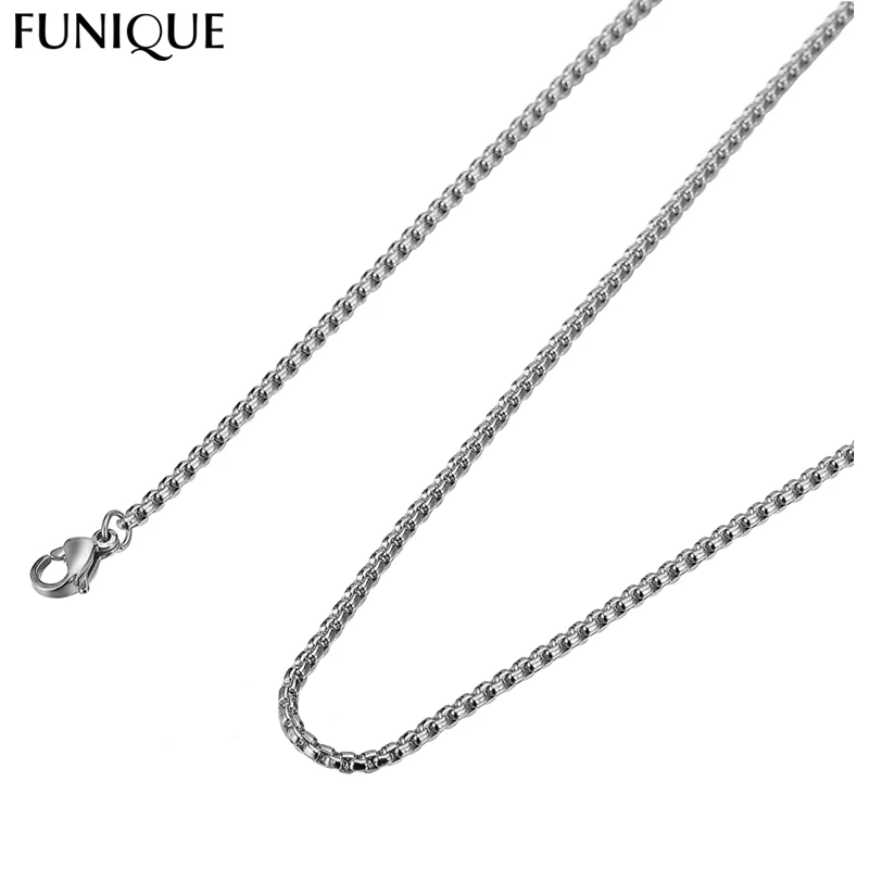 

Women Stainless Steel Square Beads Cross Chain Long Necklace Men Steampunks Jewelry Findings
