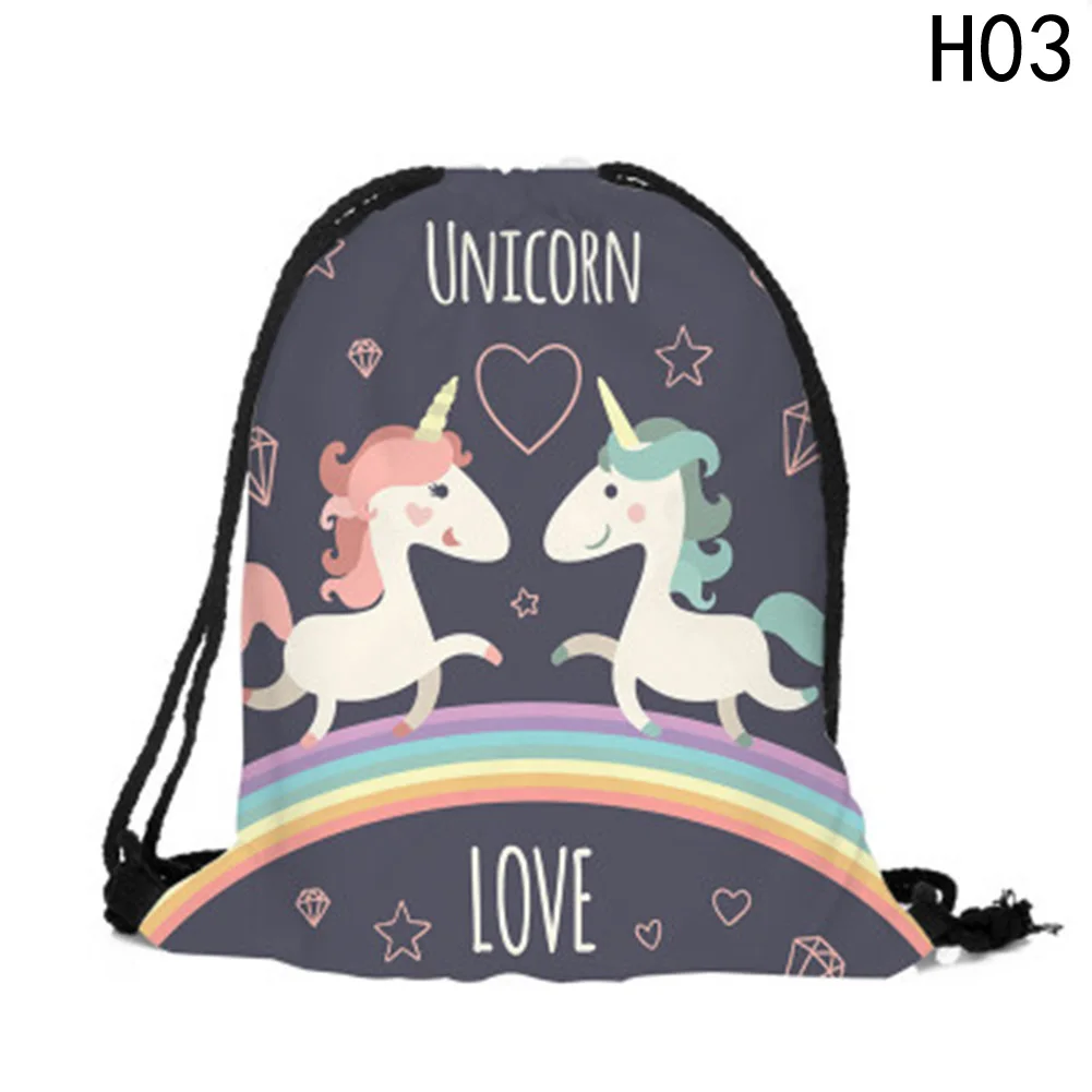 

Fashion Multicolor Portable Cartoon Unicorn Shoes Bag Sport Storage Pouch Drawstring Dust Bags Non-woven Beach Travel Backpacks