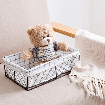 

Rectangle Storage Basket Iron Art Sundries Holder Baskets Multifunction lattice Container Box Home Living Room Desktop Decor NEW