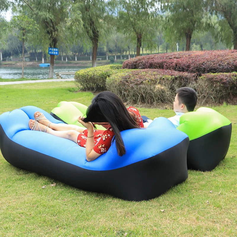 Fast Inflatable Laybag Air Sleeping Bag Camping Portable Air Sofa Beach Bed Air Hammock Nylon