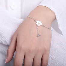 Чистое Серебро 925 пробы цепь вишневые цветы браслет и браслет для женщин Роскошные ювелирные изделия Прямая SL255