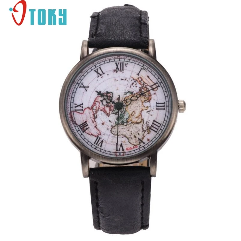 

OTOKY Hot Unique Retro Unisex Men Women Watch World Map Design Analog Quartz Watch Drop ship F25 @