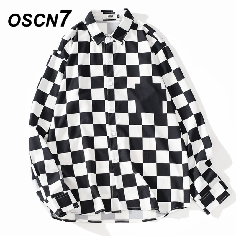 

OSCN7 Casual Printed Long Sleeve Shirt Men Streetwear 2019 Fall Hawaii Beach Long Sleeve Shirts Harujuku Mens Shirt QJ10