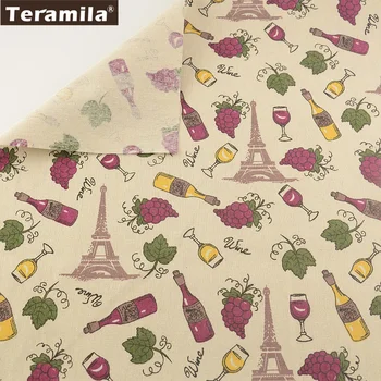 

Cotton Linen Fabric Print Wine and Grapes TERAMILA Sewing Material Tissu Tablecloth Pillow Bag Curtain Cushion Pillow Zakka