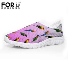 FORUDESIGNS/Летняя женская повседневная обувь; модная дизайнерская женская дышащая сетчатая обувь с попугаем; женская пляжная обувь на плоской подошве
