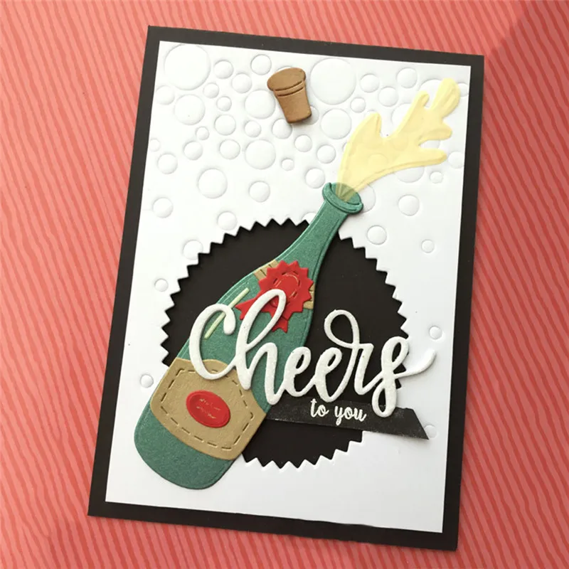 

YaMinSanNiO Red Wine Bottle Metal Cutting Dies Scrapbooking Cheers Celebrate Craft Dies for Card Making Diy New Dies for 2019