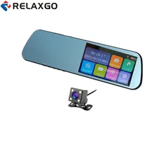Relaxgo 4.3″ Touch Screen Car DVR Rearview Mirror Video Recorder Full HD 1080P Car Camera Dual Lens Night Vision Auto Black Box