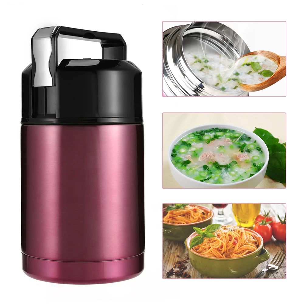 

800-1000ML Stainless Steel Braised Beaker Double Wall Smolder Food Porridge Insulated Thermos Vacuum Pot Soup Lunch Bucket Z35