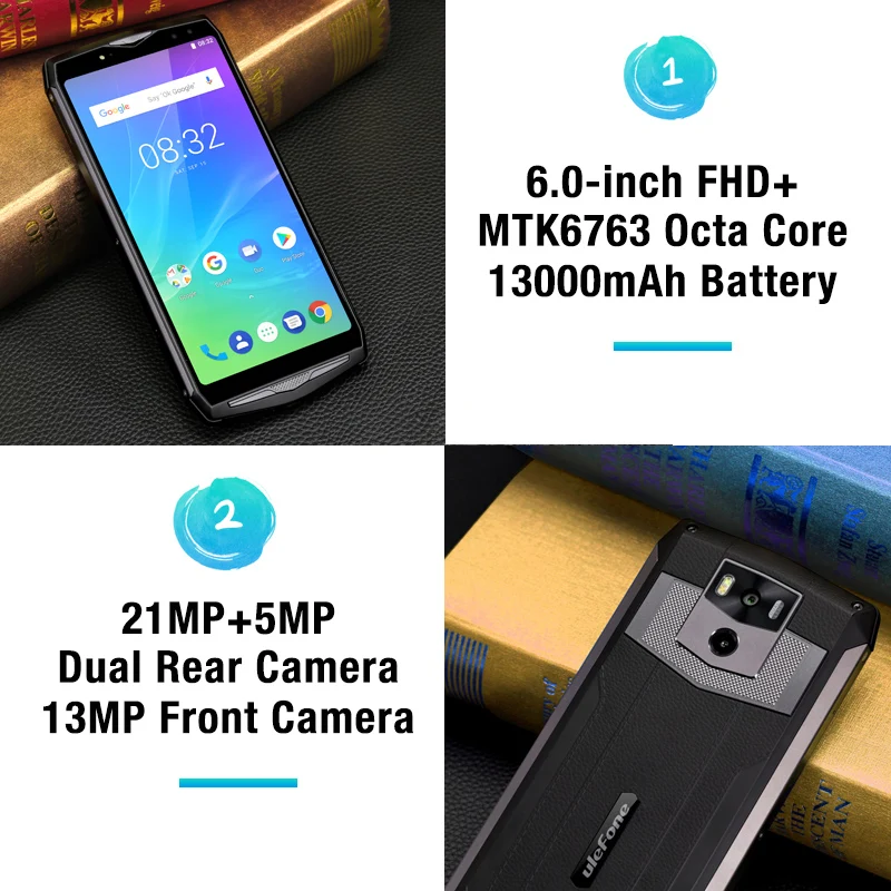Atras Ulefone Power 5S 13000 mAh teléfono móvil Android 8,1 de 6,0 \
