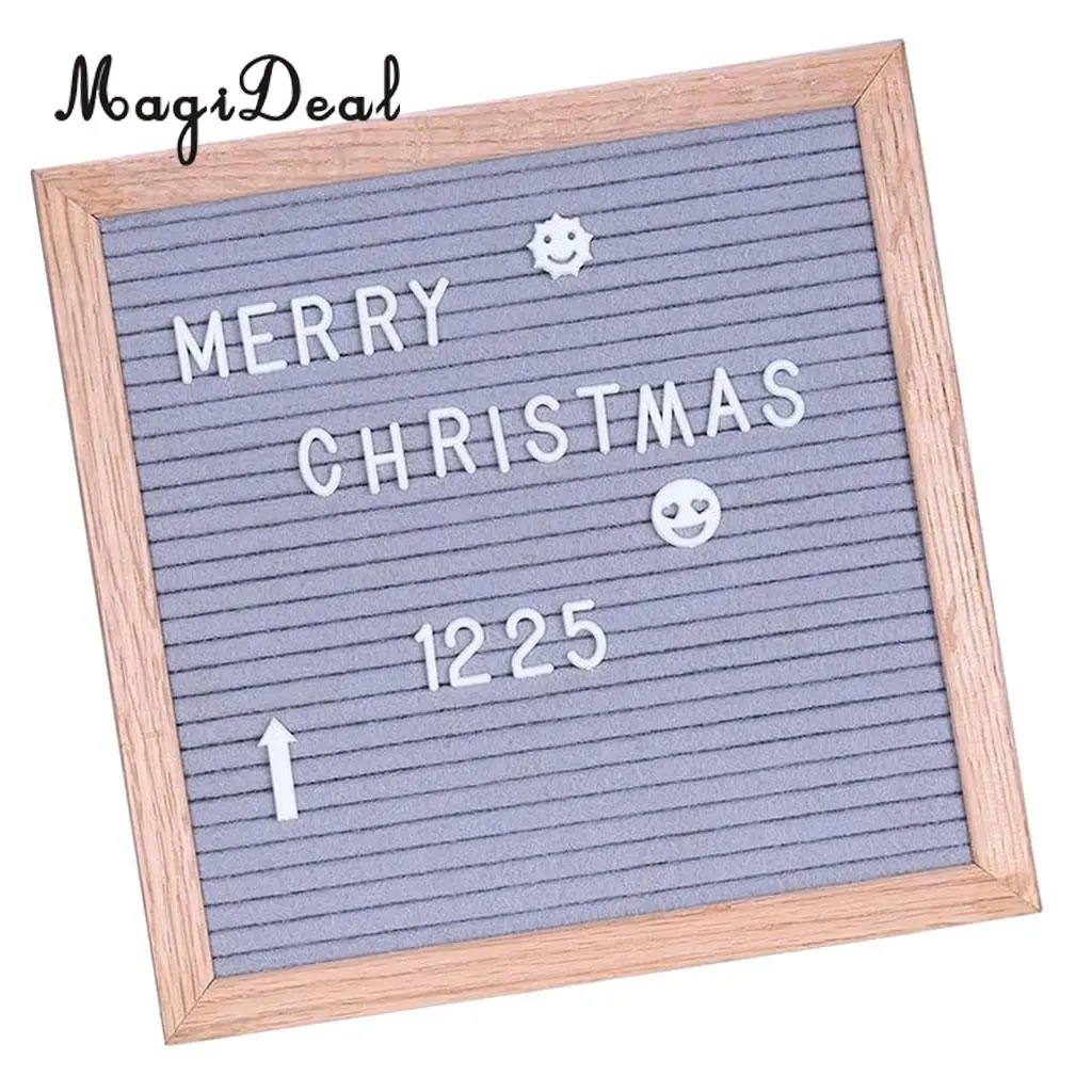Felt Letter Board 10x10inches Changeable Letter Boards With 340 White Plastic Letters & Wood Frame Wall Mount, Free Canvas Bag
