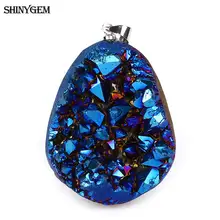 ShinyGem несимметричная Подвеска из натурального хрусталя, Модный Хрустальный Кулон Druzy, ручная работа, драгоценные камни, подвески из натурального камня для изготовления ювелирных изделий
