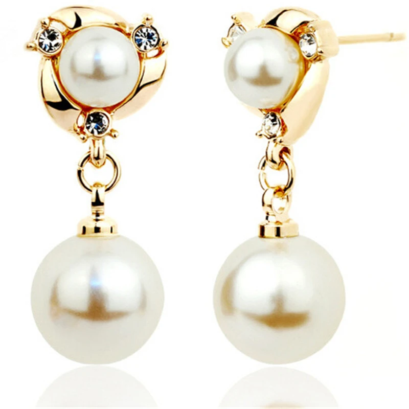 RONGQING 1Pair Bride Jewelry Imitation Pearls Stud Earrings for Women 2016 New Trendy Earings