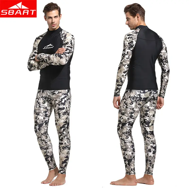 SBART التمويه رجل Rashguard قميص بانت طويلة الأكمام المضادة للأشعة فوق البنفسجية السباحة تصفح ملابس السباحة زائد 3XL إركب الرياح ثوب السباحة