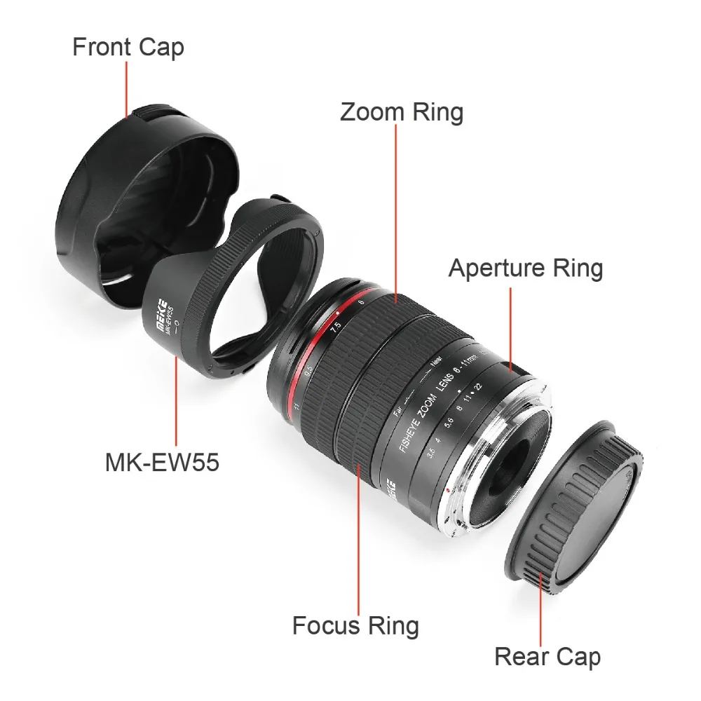 Meike 6 11 мм ультра широкий F3.5 зум Рыбий глаз объектив для всех Canon EOS EF крепление DSLR