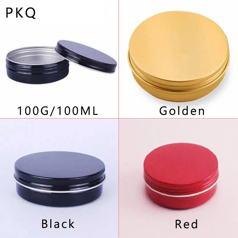 30pcs 100 g Aluminum Jars 100 ml Refillable Black Gold Red Color Metal