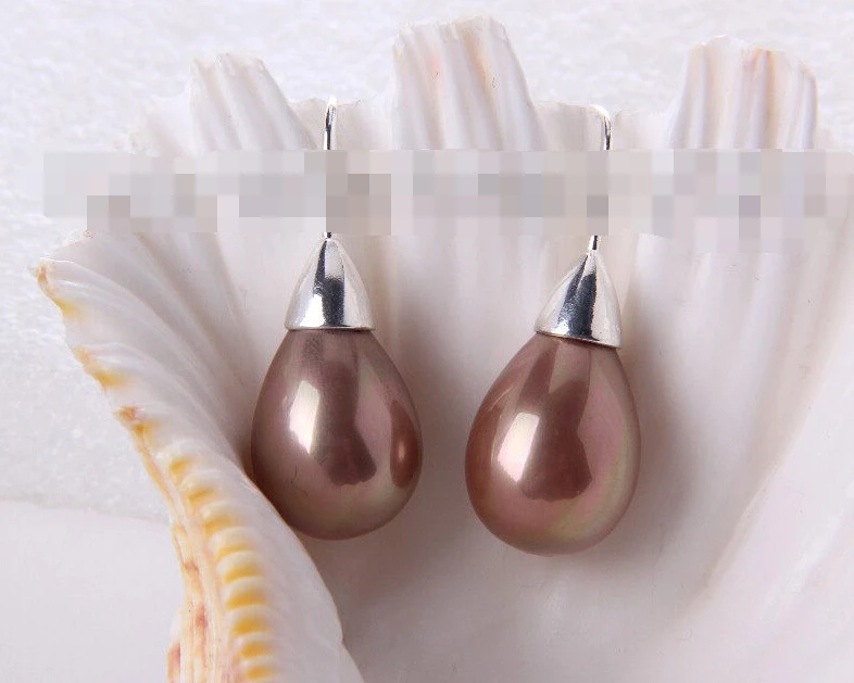 

FREE SHIPPING>>> 1269 drip coffee south sea shell pearl dangle earrings