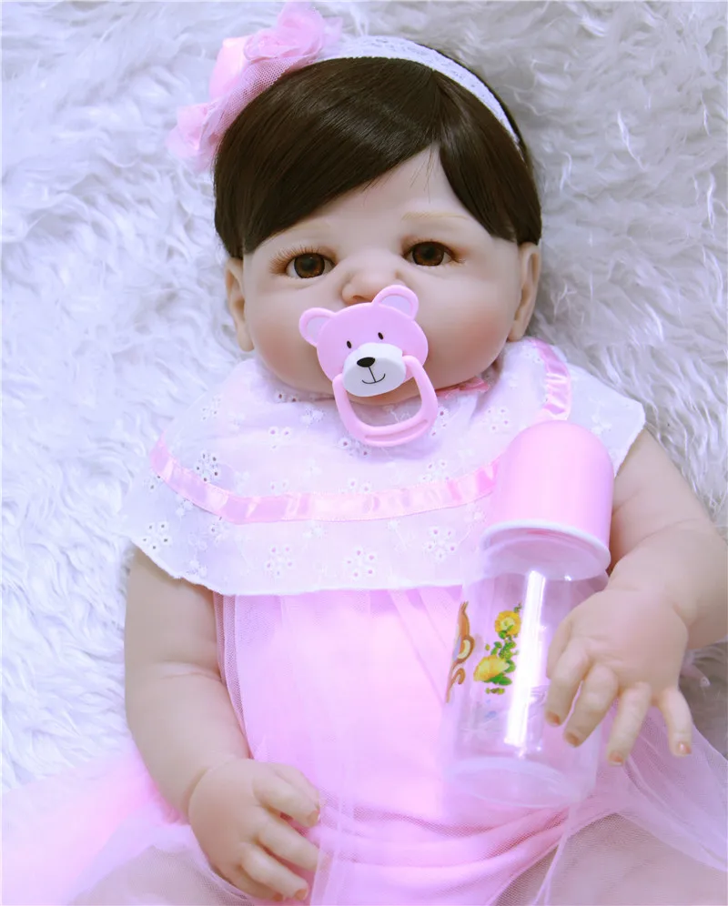 Новинка 2017 полностью силиконовые розовые куклы для новорожденных милые девочек