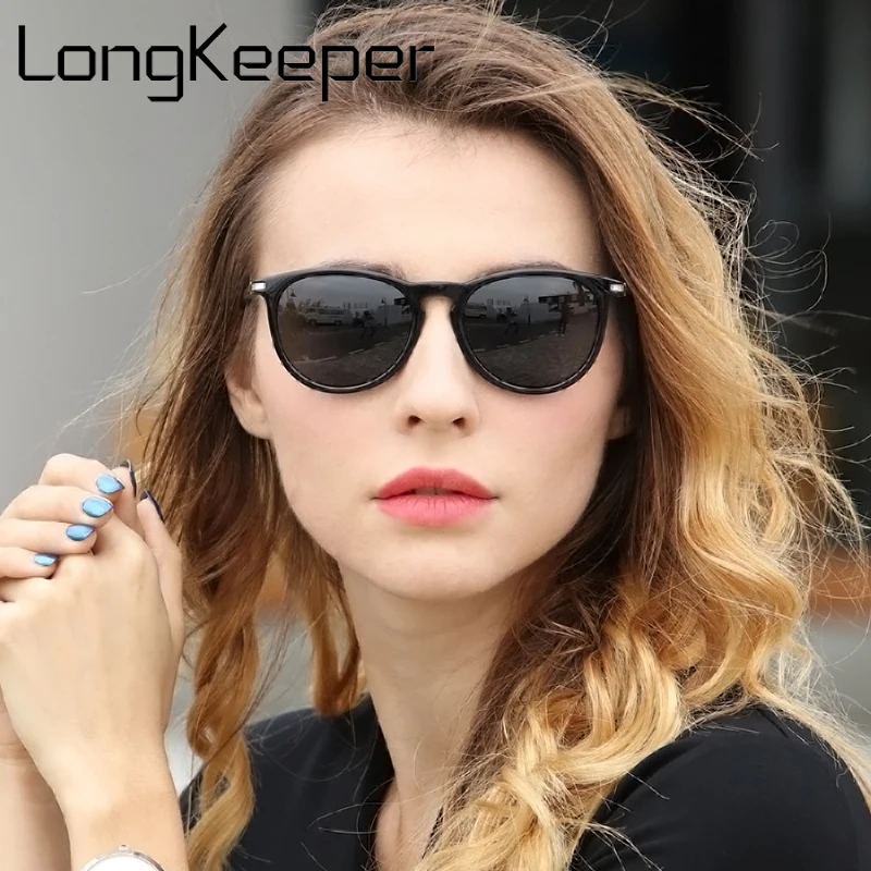 LongKeeper вождения поляризованные HD солнцезащитные очки черные матовые Пластик солнцезащитные очки для Для женщин квадратный бренд