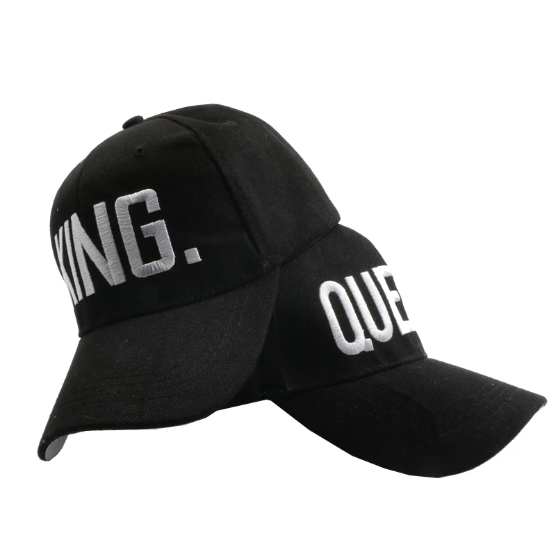 Горячая продажа Король Королева черная вышивка Snapback шляпа мужчины женщины пара