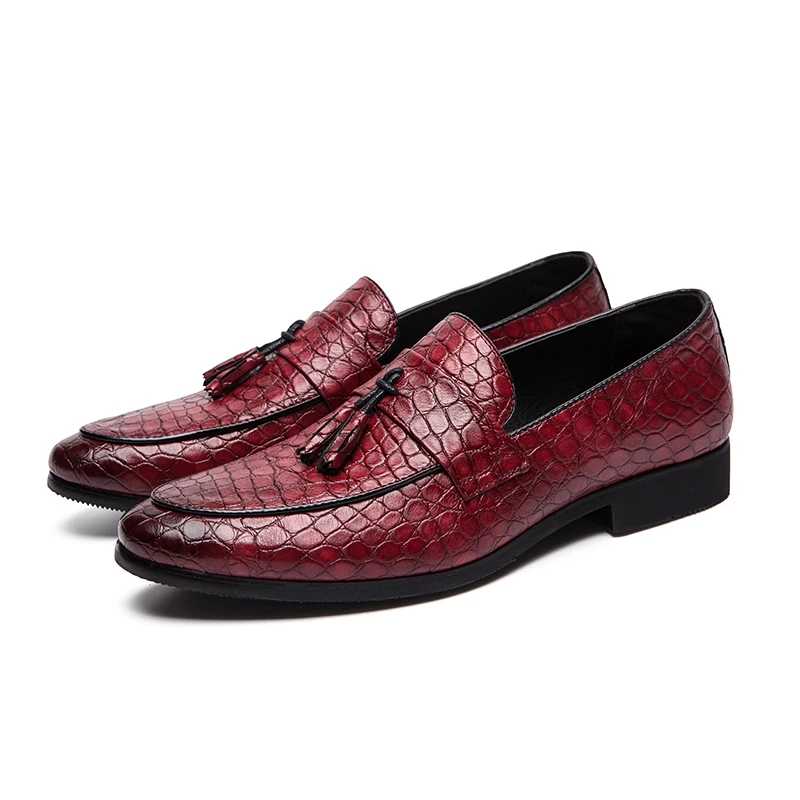 retro crocodile pattern men shoes luxury brand snake skin tassel formal leather male footwear italian designer oxford shoes men (4)