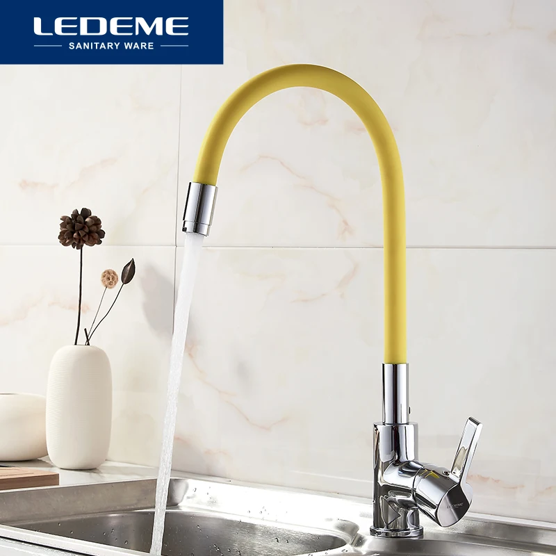 

LEDEME Kitchen Faucet Pull Out Deck Mounted Single Handle Faucet Chrome Finish Cold Hot Water Mixer Kitchen Faucet L4898-4