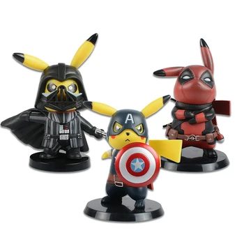 

Deadpool Captain America Darth Vader Cosplay PVC Figure Collectible Model Toy Small Size 8.5-11cm 3 Styles