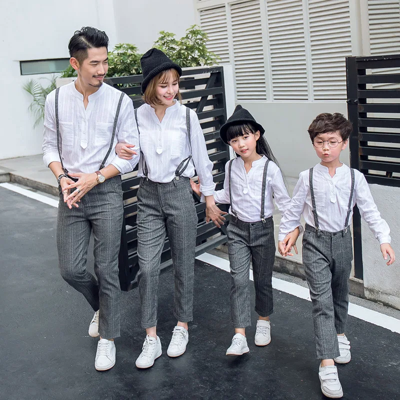 

Whoholl Parent and Children Clothes Family Clothing Suspender Trousers Stripe Rome Print Bib Pants Mommy and Me Clothes Vintage