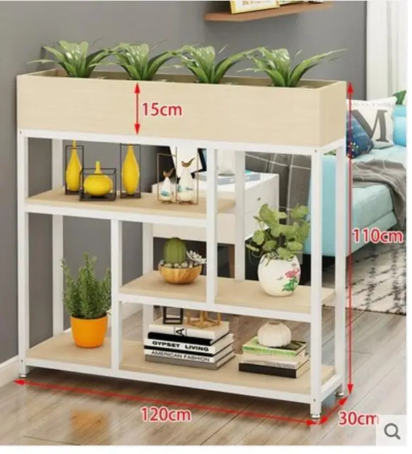 Showcasing indoor living room shelf solid wood bookshelf wrought iron floor-to-ceiling screen partition display shelf partition