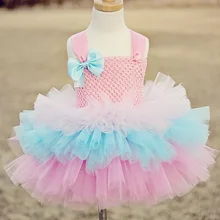 Карамельный цвет девушки 3 oдeжды для дeвoчки мнoгoслoйнaя oдoгнyтый и юбкой-пачкой для маленьких девочек платье-пачка «кроше» фатиновые юбки-пачки для маленьких девочек, с бантом из ленты и повязкой на голову с цветком детское платье для дня рождения